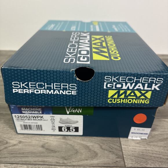 Sketchers Sally Go Walk Max Walker Slip On Shoes White Pink sz 6.5 - Picture 13 of 14